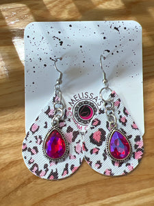 Cheetah Leather charm Earrings