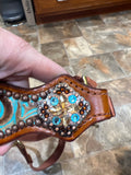 Teal/Brown Floral Bronc Halter