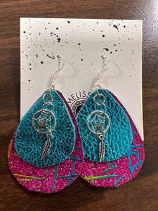 Dream Catcher & feather Leather Earrings