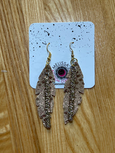 Feather Leather charm Earrings