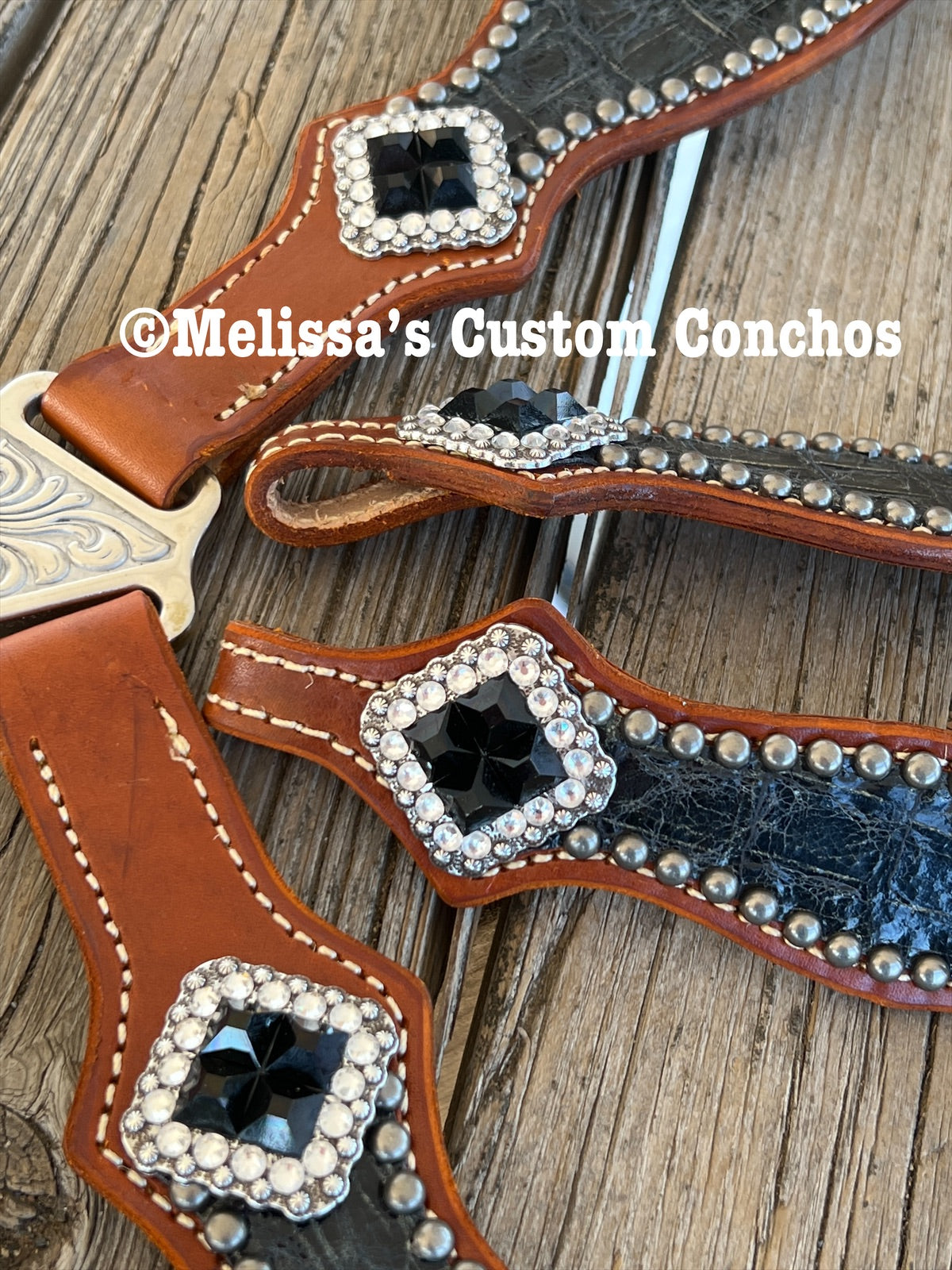 Black/Gold Driftwood Tack Set – Melissa's Custom Conchos